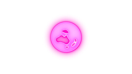 Earth oceania icon pink  color glowing neon on transparent background