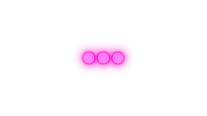 Ellipsis icon pink color glowing neon on transparent background