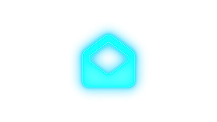 Envelope open icon cyan color glowing neon on transparent background