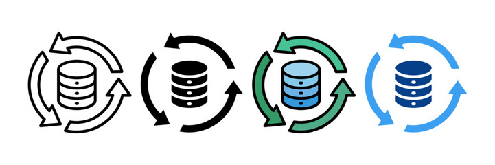 Data Processing Icon Set Multiple Style Collection