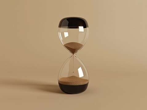 Hourglass Time Passing Beige Background.