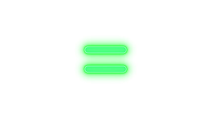 Equals icon green color glowing neon on transparent background
