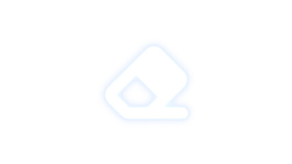 Eraser icon white color glowing neon on black background