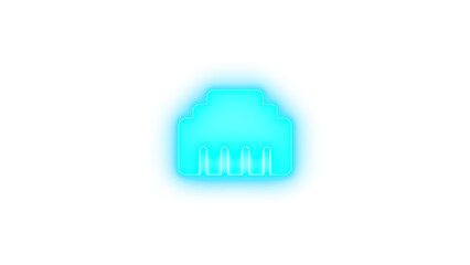Ethernet icon cyan color glowing neon on transparent background