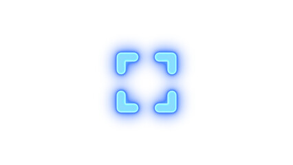Expand icon blue color glowing neon on black background