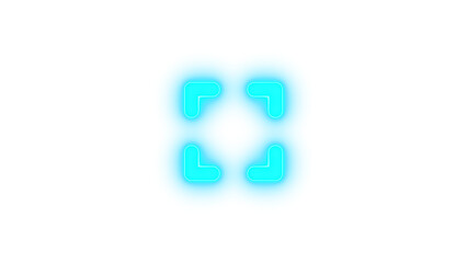 Expand icon cyan color glowing neon on black background