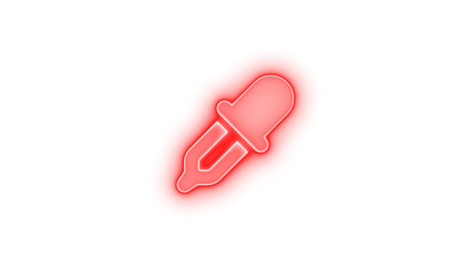 Eye dropper icon red  color glowing neon on transparent background