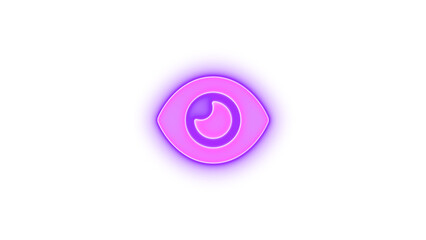 Eye icon purple color glowing neon on transparent background