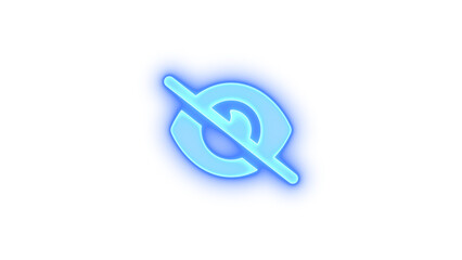 Eye slash icon blue color glowing neon on transparent background