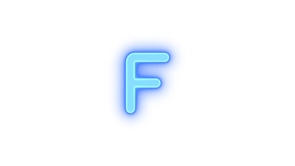 F icon blue color glowing neon on transparent background