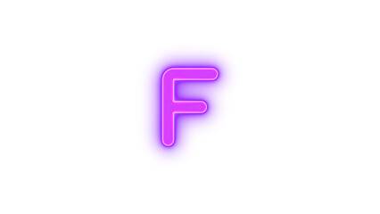 F icon purple color glowing neon on transparent background