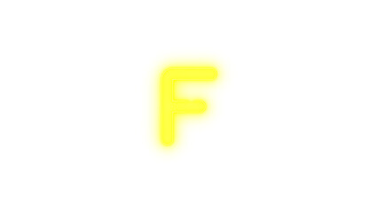 F icon yellow color glowing neon on transparent background