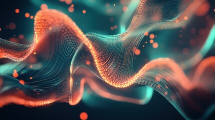 Fototapeta premium Abstract Digital Waves with Glowing Particles in a Futuristic Environment