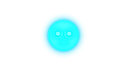 Face flushed icon cyan color glowing neon on transparent background