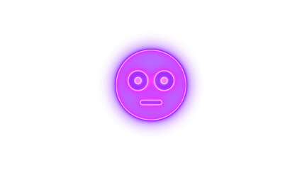 Face flushed icon purple color glowing neon on transparent background