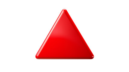 Isolated shiny red triangle with rounded edges and subtle reflections on a black backgroundisolated on transparent background	