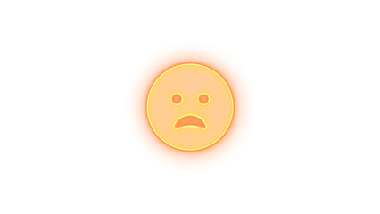 Face frown open icon brown color glowing neon on transparent background
