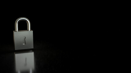 Naklejka premium The Silver lock for protection or security concept 3d Rendering.