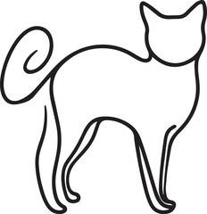Cat continuous Straight line art drawing