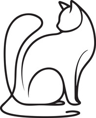 Cat continuous Straight line art drawing