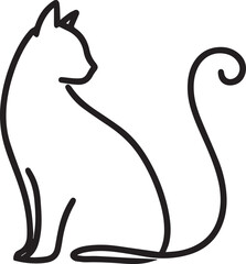 Cat continuous Straight line art drawing