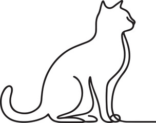 Cat continuous Straight line art drawing