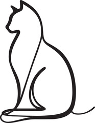 Cat continuous Straight line art drawing