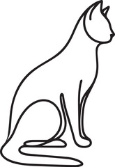 Cat continuous Straight line art drawing