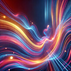 Obraz premium Mesmerizing Abstract Energy Waves with Vibrant Neon Light Trails