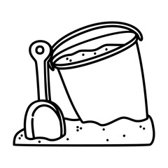 sand bucket outline illustration. sand bucket black line illustration.
