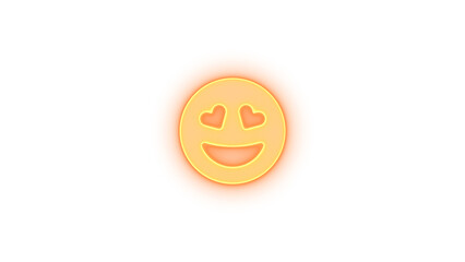 Face grin hearts icon brown color glowing neon on transparent background