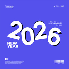 A vibrant and modern 3D design featuring the year 2026 in various gradient color