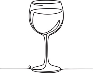 Drink glass continuous line art drawing black vector