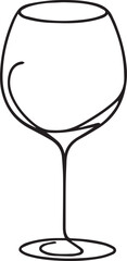 Drink glass continuous line art drawing black vector