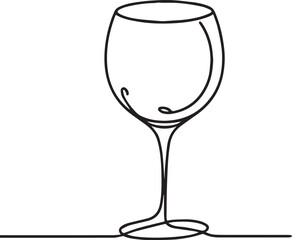 Drink glass continuous line art drawing black vector