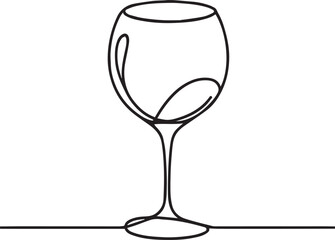 Drink glass continuous line art drawing black vector
