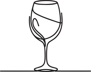Drink glass continuous line art drawing black vector