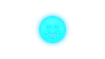 Face grin icon cyan color glowing neon on transparent background
