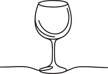 Drink glass continuous line art drawing black vector