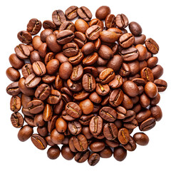 Fototapeta premium Aromatic Roasted Coffee Beans Close Up View Pile of Brown Coffee Beans isolated on white or transparent background