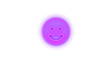 Face grin icon purple color glowing neon on transparent background