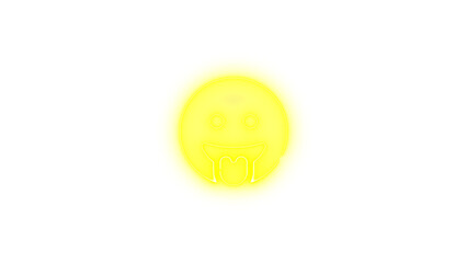 Face grin tongue squint icon yellow color glowing neon on transparent background