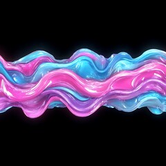 Fototapeta premium Colorful flowing wavy layered glossy abstract shapes on black background