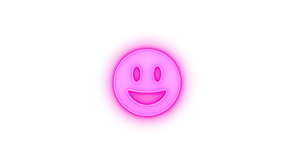 Face grin wide icon pink color glowing neon on transparent background