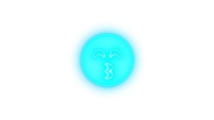 Face kiss beam icon cyan color glowing neon on transparent background