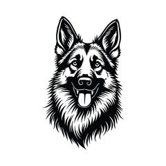 Naklejka premium Realistic Labrador Dog Head Silhouette – Pet Art Design, Intricate Labrador Retriever Portrait – High-Contrast Vector Art, Detailed Black and White Labrador Retriever Face Vector Illustration