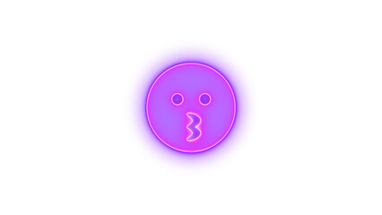 Face kiss icon purple color glowing neon on transparent background