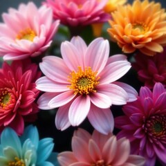 Petals unfolding in vibrant hues on a rotating floral display, nature, blooming