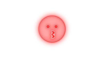Face kiss icon red color glowing neon on transparent background