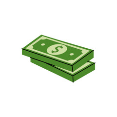 Two stack of dollar bills. Money investment and business commerce. Vector illustration.